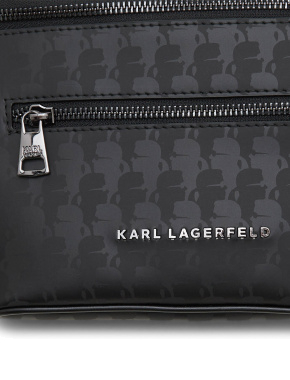 Чоловіча поясна сумка Karl Lagerfeld тканинна чорна - фото 4 - Miraton