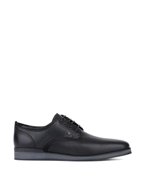 Мужские туфли с острым носком кожаные черные - фото 1 - Miraton