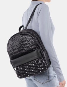 Рюкзак MIRATON тканевый черный стеганный со стразами - фото  - Miraton