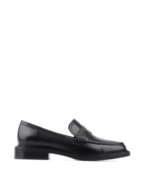 Женские туфли лоферы черные кожаные - фото 1 - Miraton