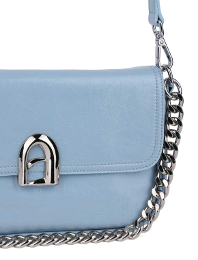 Жіноча сумка багет MIRATON шкіряна блакитна з декоративною застібкою - фото 6 - Miraton