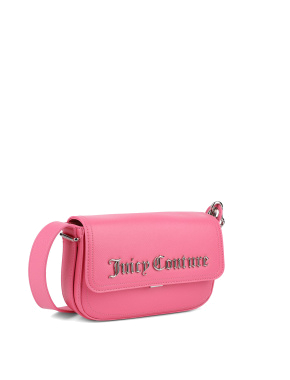Жіноча сумка хобо Juicy Couture з екошкіри рожева з логотипом - фото 3 - Miraton