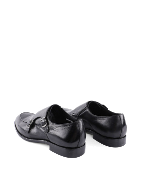Чоловічі туфлі шкіряні чорні монки - фото 3 - Miraton
