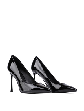 Женские туфли с острым носком черные лаковые - фото 3 - Miraton
