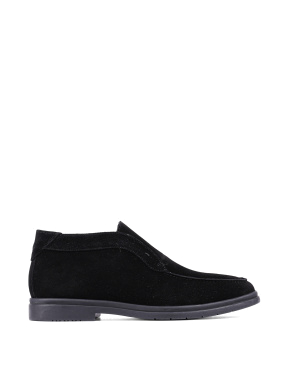 Чоловічі черевики лофери чорні замшеві з підкладкою байка - фото 1 - Miraton