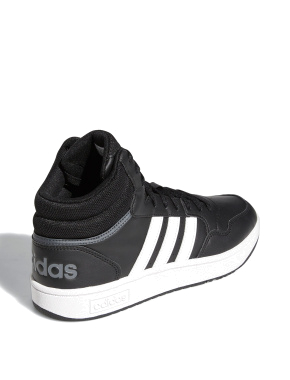 Мужские кеды черные кожаные Adidas HOOPS 3.0 MID - фото 3 - Miraton