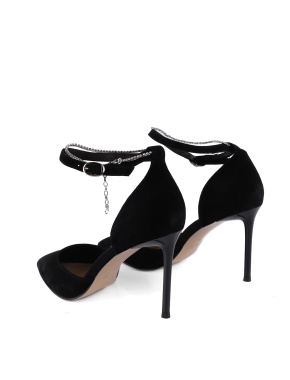 Жіночі туфлі велюрові чорні з гострим носком - фото 3 - Miraton