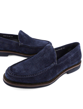 Мужские туфли замшевые синие лоферы - фото 5 - Miraton