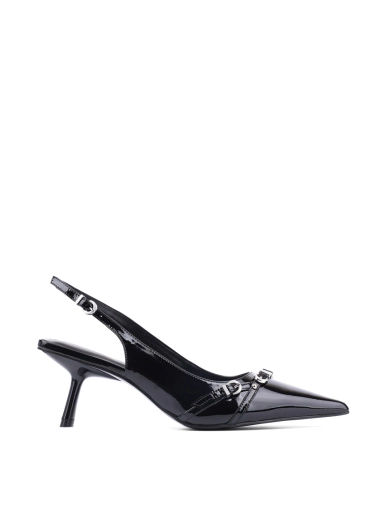 Жіночі туфлі слінгбеки MIRATON чорні лакові фото 1