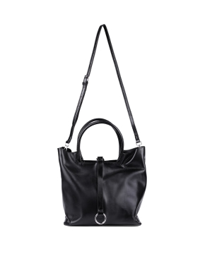 Жіноча сумка MIRATON шкіряна чорна з брелоком - фото 4 - Miraton