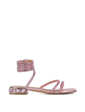 Жіночі сандалі шкіряні рожеві з квадратним носком - фото 1 - Miraton