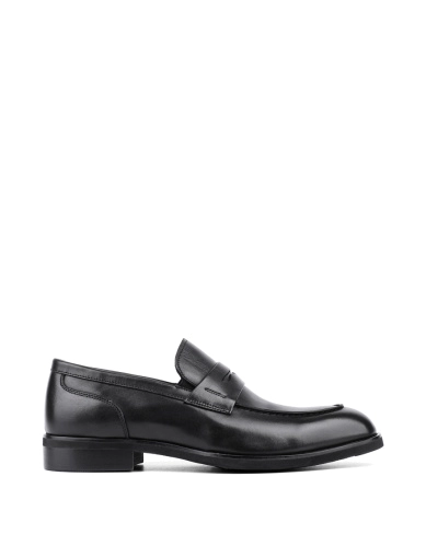 Мужские туфли лоферы черные кожаные фото 1