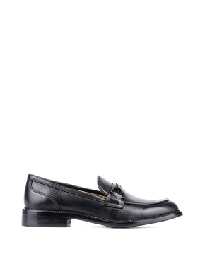 Женские туфли лоферы черные кожаные с подкладкой байка - фото 1 - Miraton