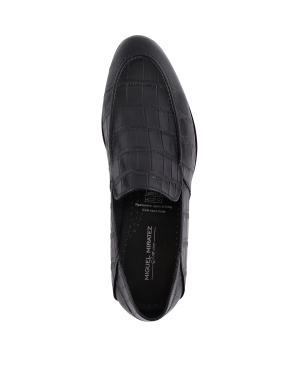 Чоловічі туфлі шкіряні чорні з тисненням крокодил - фото 4 - Miraton