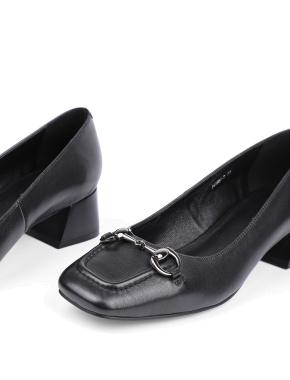 Жіночі туфлі Attizzare шкіряні чорні на розкльошених підборах - фото 5 - Miraton