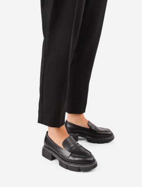 Женские туфли грубые черные кожаные - фото 1 - Miraton