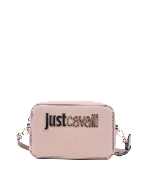 Женская сумка camera Bag Just Cavalli из экокожи бежевая с логотипом - фото 1 - Miraton