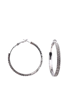 Жіночі сережки конго MIRATON круглі з камінням у сріблі - фото  - Miraton