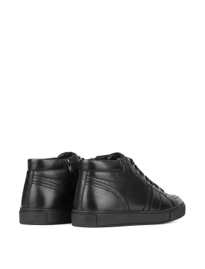 Чоловічі черевики чорні шкіряні з підкладкою із натурального хутра - фото 3 - Miraton
