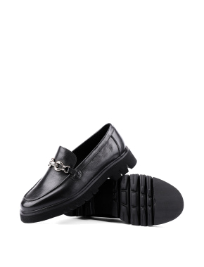 Женские туфли лоферы Attizzare кожаные черные - фото 1 - Miraton