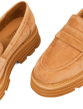 Женские туфли лоферы Attizzare велюровые коричневые - фото 5 - Miraton