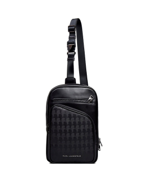 Чоловіча сумка слінг Karl Lagerfeld з екошкіри чорна - фото 3 - Miraton