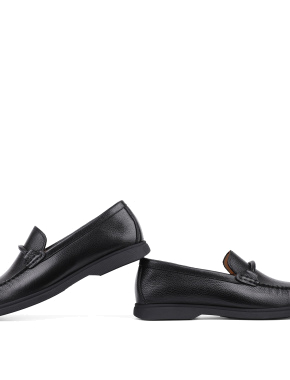 Мужские туфли лоферы Miguel Miratez кожаные черные - фото 2 - Miraton