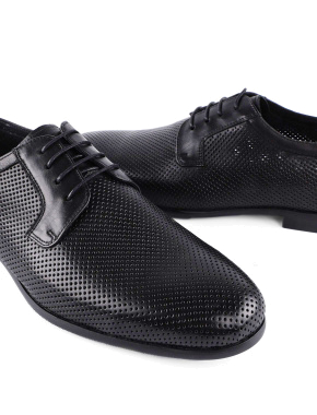 Мужские туфли броги кожаные черные - фото 5 - Miraton