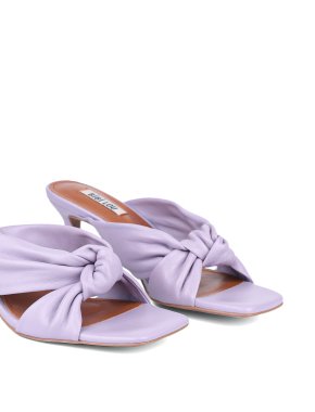 Жіночі сабо з квадратним носком шкіряні фіолетові - фото 5 - Miraton