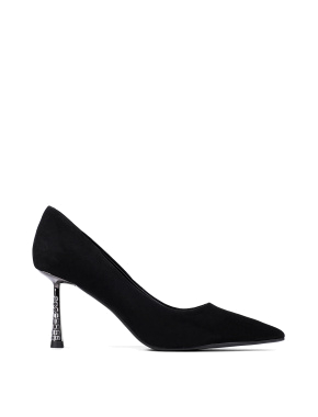 Жіночі туфлі з гострим носком чорні велюрові - фото 1 - Miraton