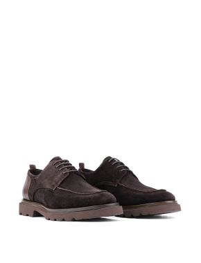 Мужские туфли дерби коричневые замшевые - фото 3 - Miraton