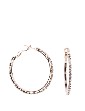 Жіночі сережки конго MIRATON круглі з камінням в позолоті - фото  - Miraton