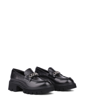 Жіночі туфлі лофери MIRATON шкіряні чорні - фото 3 - Miraton