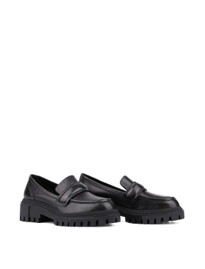 Жіночі туфлі лофери MIRATON чорні шкіряні - фото 3 - Miraton