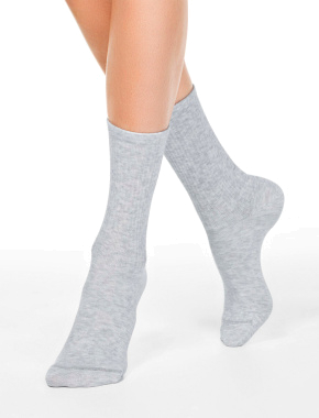 Женские высокие носки Conte Elegant хлопковые серые - фото 3 - Miraton