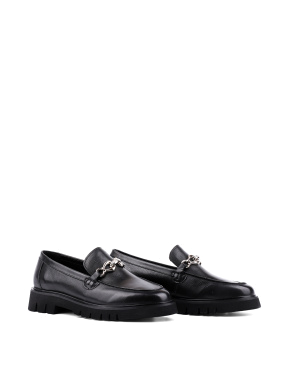 Женские туфли лоферы Attizzare кожаные черные - фото 2 - Miraton