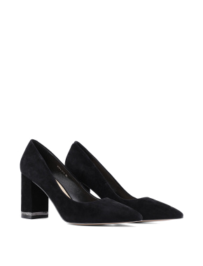 Жіночі туфлі з гострим носком чорні велюрові - фото 3 - Miraton