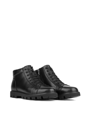 Мужские ботинки черные кожаные с подкладкой из натурального меха - фото 2 - Miraton