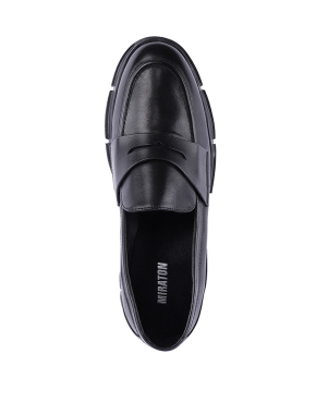 Женские туфли грубые черные кожаные - фото 5 - Miraton
