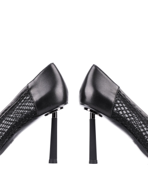 Женские туфли MIRATON кожаные черные с сеткой - фото 1 - Miraton