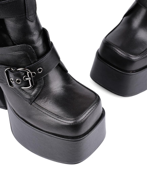 Жіночі черевики грубі чорні шкіряні - фото 5 - Miraton