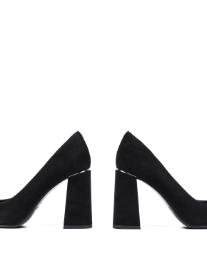 Женские туфли лодочки черные велюровые - фото 2 - Miraton