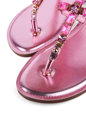 Жіночі сандалі Attizzare зі штучної шкіри рожеві з камінням - фото 5 - Miraton