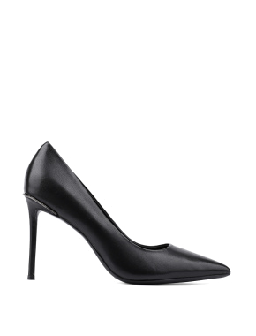 Жіночі туфлі з гострим носком чорні шкіряні - фото 1 - Miraton
