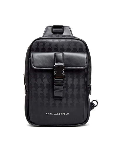 Мужская сумка слинг Karl Lagerfeld тканевая черная фото 1