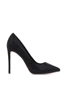 Жіночі туфлі-човники MiaMay велюрові чорні з камінням - фото  - Miraton